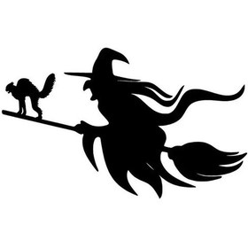 Resim Cadı Ve Kedi - Araç, Oto, Laptop, Duvar Uyumlu Sticker 15 9 Cm 