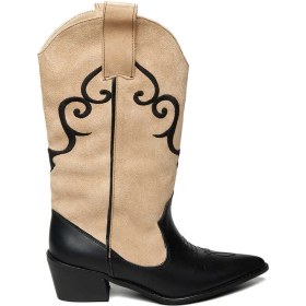 Resim Bestello Bağcıksız Neolit Taban Western Bot 281-277 Kadın Bot Sıyah-bej Suet 