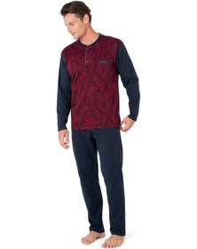 Resim Pierre Cardin Erkek Jakarlı Pijama Takım -6111-bordo-s Çok Renkli 