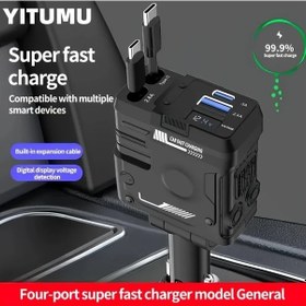 Resim Topshop1 Black Yıtumu 66w 4in1 Hızlı Araç Şarj Cihazı 31.5 Inch Gizli Kablolu Usb Portlu 