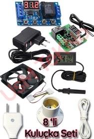 Resim usmtekno 8 Li Set Kuluçka Makinesi Termostadı,zaman Modülü ,kuluçka Fanı, Kuluçka Nem Ölçer, Adaptör 