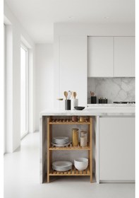 Resim Exent, Dekoratif 3 Raflı Doğal Ahşap Mutfak Dolabı, Kayın Ahşap Çok Amaçlı Raf Karışık Renk 