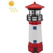 Resim Sones Açık Hava Bahçe Dekorasyonu Güneş Enerjili Deniz Feneri Reçine Led Döner Işık Kırmızı Beyaz 