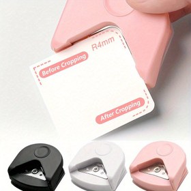 Resim 1 adet Paslanmaz Çelik R4 Köşe Yuvarlatıcı Delici - Pembe, Siyah, Beyaz Renklerde Taşınabilir Kağıt Kesici, DIY El İşleri, Scrapbooking ve Fotoğraf Kesimi için 