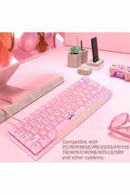 Resim Hype Store Vooka Trol Blue Switch Mini Rgb Oyun Klavyesi Gaming 62 Tuşlu 18 Rgb Led Usb Tip-C Kablosu Pembe Uyu 