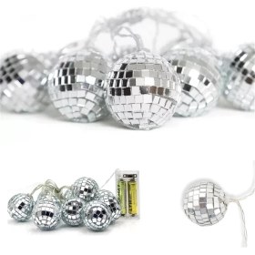 Resim Mini Disko Topu Dekoratif Süsleme 10’lu LED Zinciri Pilli Süs LED 