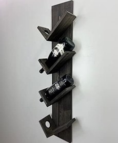 Resim Doğal Ahşap Şaraplık, Şarap Rafı, 4'lü Ahşap Şaraplık Siyah 