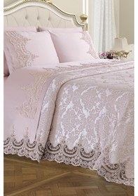 Resim Fransız Güpürlü Çeyizlik Pike Takımı Arus Pudra 