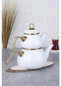 Resim Acar Qualita Beyaz Emaye Çaydanlık 