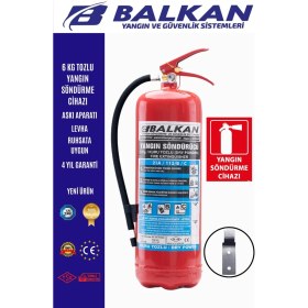 Resim BALKAN YANGIN VE GÜVENLİK SİSTEMLERİ 6 kg Ruhsata Uygun 4 Yıl Tozlu Yangın Tüpü(Levha-Askı) 