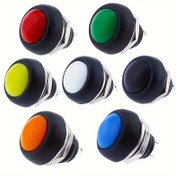 Resim 7 adet Kendin Yap Mini 12mm Anlık Basma Düğmesi Klakson, Mavi Beyaz Yeşil Kırmızı Sarı Siyah, 1A 250V Kendiliğinden Sıfırlama 
