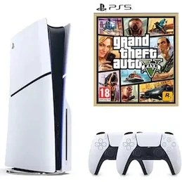 Resim Sony Playstation 5 Slim 1 Tb Standart Edition Konsol + 2 Kol + Ps5 Gta 5 (Ithalatçı Garantili) 