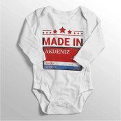 Resim Limon Unisex Bebek Beyaz Mersin Akdeniz Sokak Tabelası Baskılı Zıbın 