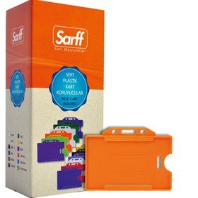 Resim Sarff Turuncu Sert Plastik Yaka Kartı Kabı - 50’li Paket (Yatay Tip) 