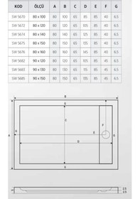 Resim Shower Slimflat Dikdörtgen Duş Teknesi 80X140 Cm 