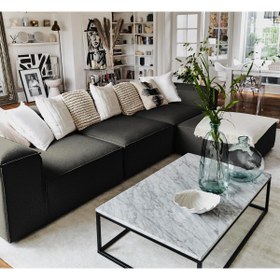 Resim Home Relax Soft 4 Modül Köşe Takımı (siyah) keten 900 