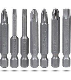 Resim Matkap Bits Ucu Seti Vidalama Uçları Düz Yıldız Torx Uç Ph Pz 7 Parça 