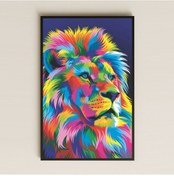 Resim Renkli Aslan Portresi Pop-art Şeffaf Pleksi Tablo 