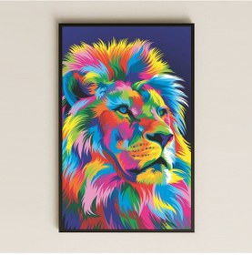 Resim Renkli Aslan Portresi Pop-art Şeffaf Pleksi Tablo 