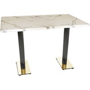 Resim Dockers Karanfil Gold Werzalit Masa (80x140) - Bianco Carrara Beyaz 