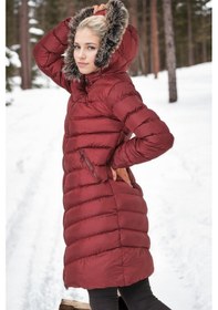 Resim Z6690 Dewberry Kürklü Kapşonlu Bayan Kaban-açık Bordo Açık Bordo 