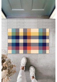 Resim Pudra Kapı Önü Paspası Pötikare Desen K-3260 