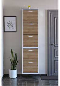 Resim Eliusta Porta 10 Bölmeli Ayakkabılık Meşe 52 Cm Genişlikte 52x193x26 Cm Duvara Monte Ayakkabılık Meşe 