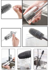 Resim Teknoclass Biberon Temizleme Fırçası Silikon Süt Şişe Yıkama Fırçası Temizleme Fırçası Çok Renkli 