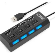 Resim Afzelia 4 Port USB 2.0 Çoklayıcı Hub Anahtarlı Işıklı On Off Düğmeli 