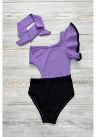 Resim My Kids Wear Dekolite Modelli Kız Çocuk Mayosu Mor 