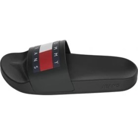 Resim Tommy Hilfiger Erkek Logolu Suni Deri Siyah Terlik Günlük Kullanım İçin Konforlu Tasarım M0EM01191-BDS 