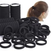 Resim 50/100/200 adet Üç Boy Siyah Büyük Saç Lastiği Kauçuk Bantlar Saçı Zarar Vermiyor İyi Esneklik Peluş Saç Halkası Saç Lastiği Baş İpi Saç Aksesuarları 