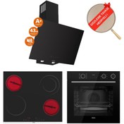 Resim Ferre FryArt&Buharlı Alverra Sessiz Davlumbaz Elektrikli Siyah Ank. Set (D077-SA + MS263 + XE64CS) 