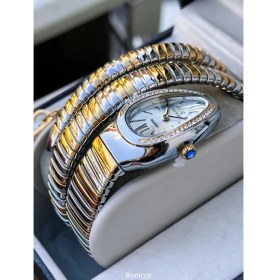 Resim Kalından Inceye Doğru Taşlı Yılan Saat (2 Tur),kibar Kasa (24 Çap),3 Atm Gold/gri Çelik Kordon 