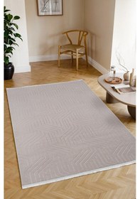 Resim Kaymaz Taban Yıkanabilir Modern Salon Mutfak Oturma Odası Çocuk Odası Halısı 5025 Vizon 