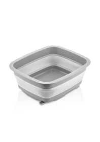Resim Katlanabilir Tıpalı Badya 9 Litre Gri, Yer Kaplamayan Çok Amaçlı Leğen Gri 