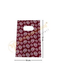 Resim Bordo Çiçek Desenli Takı Poşeti 10x15 Cm Hediyelik Poşet 
