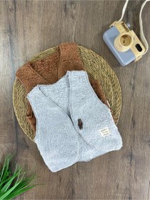 Resim Bebicix Peluş Unisex Kışlık Yelek 2'li Takım Kahve 
