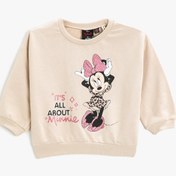 Resim Kız Bebek Minnie Mouse Baskılı Sweatshirt Lisanslı Pamuklu 