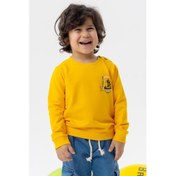 Resim Erkek Bebek Sweatshirt Kaykaycı Baskılı 9 Ay-3 Yaş, Sarı 