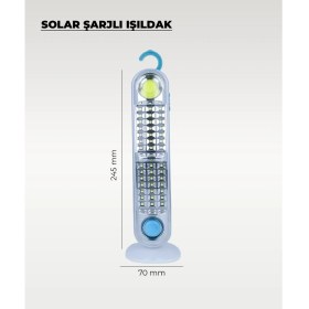Resim 60W Solar / 220V Şarjlı Işıldak - Askı Aparatlı ve Ayaklı - Su Geçirmez 