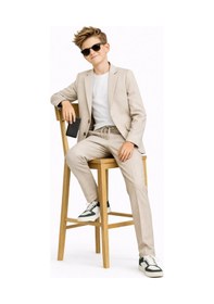 Resim Ahengim Erkek Çocuk Modern Casual Slim Fit Takım Elbise Ak2850 Bej 