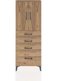 Resim Arges Dolap 2 Raflı 4 Çekmeceli 2 Kapaklı 60x30x163 Çam-çam Çam 