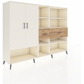 Resim Hyperion Dolap 10 Raflı 2 Çekmeceli 2 Kapaklı 220x44x163 Aytaşı-aytaşı/çam Aytası/atlas Çam - Aytası 