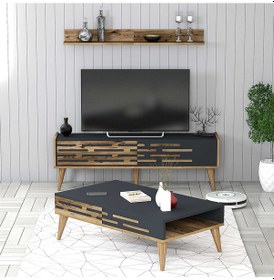 Resim Variant Valensiya 140cm Tv Ünitesi Ve Orta Sehpa Takımı - Ceviz / Antrasit 