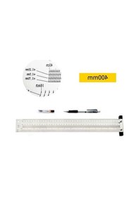 Resim Pazly Yüksek Hassasiyetli 400mm Delikli Paslanmaz Çelik Marangoz Cetveli Ve Mekanik Kalem Seti 