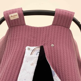 Resim Puset Örtüsü - Çift Taraflı - Mürdüm Örgü - Pastel Gökkuşağı 