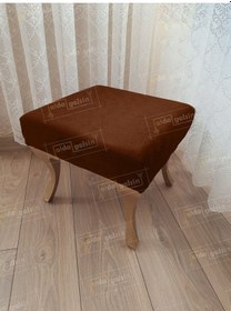 Resim Ayak Ucu Kapı Önü Antre Düz Bench Puf Gold Ayak Kahve 