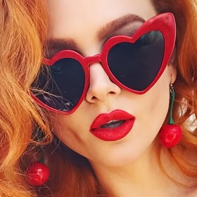 Resim Kadınlar için 1 Adet Şık Kırmızı Kalp Şeklinde Moda Gözlük - Partiler, Günlük Kullanım & Dayanıklı Plastik Çerçeve ile Şık 