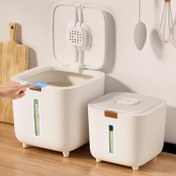Resim 4.99KG/9.98KG/14.97KG Hava Geçirmez Gıda Saklama Kabı - Nem Geçirmez, Zararlılara Dayanıklı, Ölçü Kupası ile Kolay Basınlı Dağıtıcı, BPA İçermez, Pirinç, Tahıllar, Şeker, Un ve Evcil Hayvan Gıda Saklama için İdeal - Mutfak, Ev ve Ticari Kullanım için Mükemmel, Ticari Kullanım Kabı|Modern Mutfak Saklama|Dayanıklı Plastik Kabı, Gıda Saklama Kabı 